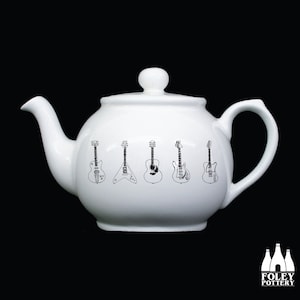 G: Guitars, Guitar, Electric guitar, acoustic guitar, Illustrated - Tribute  - Fine Bone China - Tea Pot