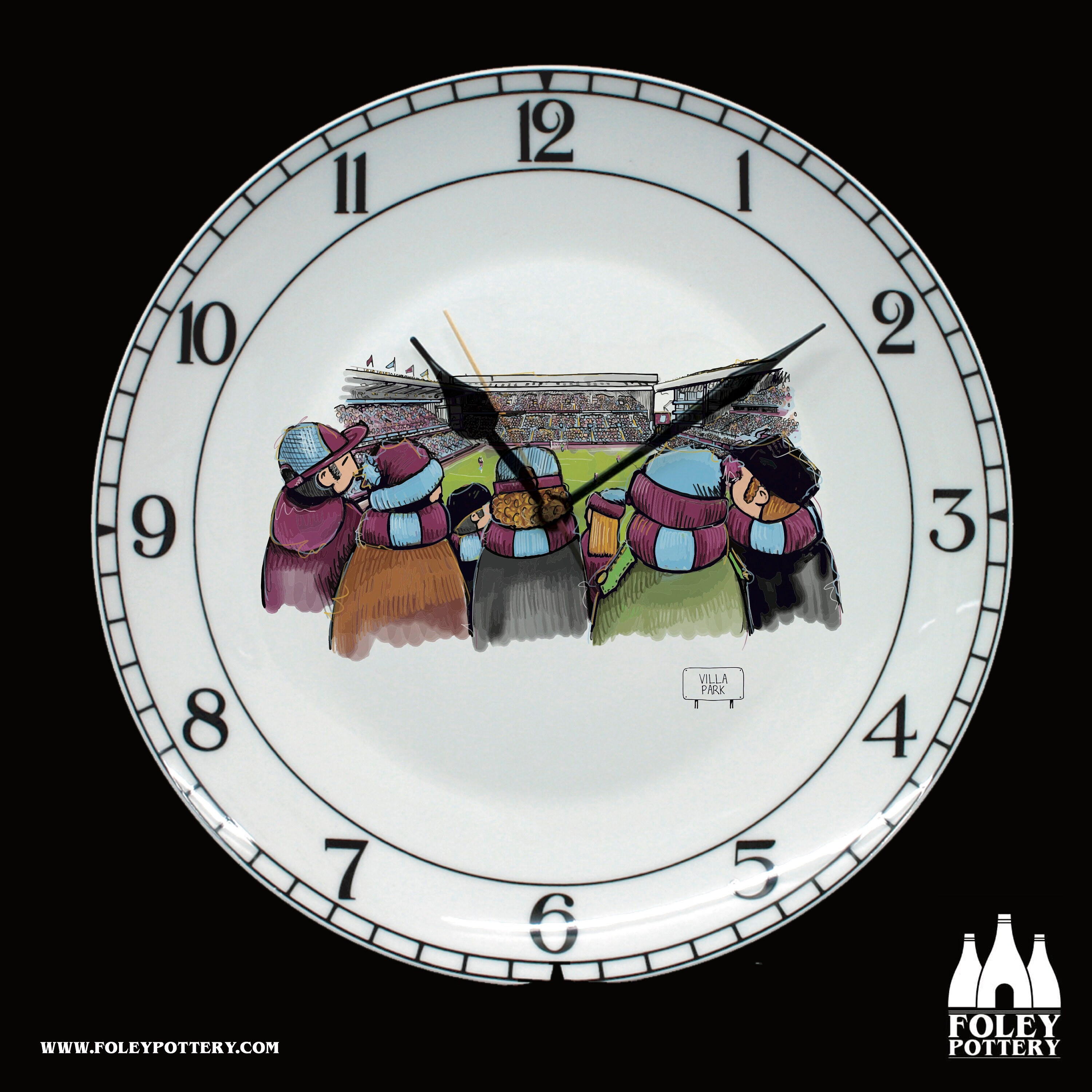 AVFTT: Aston Villa, Villa Park - Football Stadium - Illustrated Tribute - 10" Clock