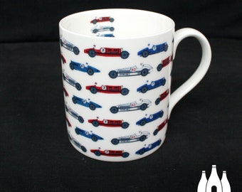 GP: Grand Prix, Racing Car, Classic Car, Motor racing, Vintage Racing Car, Inspired, Illustrated - Fine bone China Mug