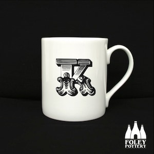 ALPH: K - Alfabeto - Letra - Inspirado - Ilustrado - Homenaje - Taza de porcelana fina