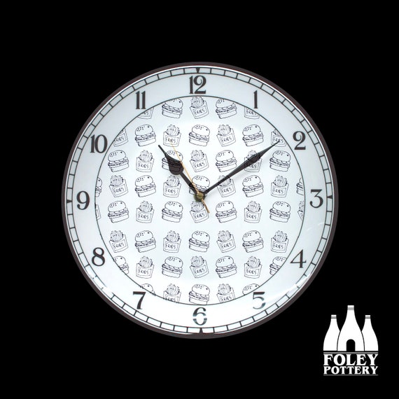 DDL Burger Fries Cheeseburger Inspire Illustration Porcelaine fine Horloge Etsy France