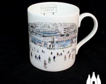 FRS: England Rugby - MatchDay@Twickenham - Stadium - Illustrated - Inspired - Tribute - Fine bone china mug