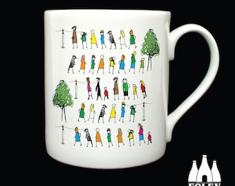 COM: La coda - Westminster Hall - La Regina - Regina Elisabetta - Illustrato - Commemorativo - Tazza in porcellana fine