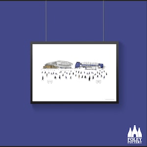 FFG: Everton FC - MatchDay@Goodison Park/Bramley-MooreDock - Stadium - Now and Very Soon - Illustrated - Fine Art Print