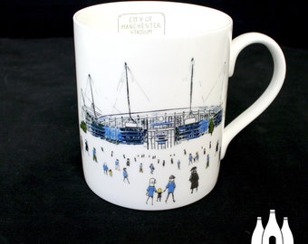 FFG: Manchester City FC - MatchDay@EtihadStadium - Inspired - Illustrated - Tribute - Fine bone china Mug