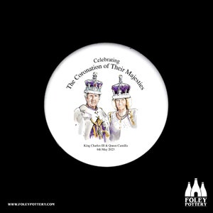 KCQC : King Charles and Queen Camilla - Commemorative - Inspired - Illustrated - Tribute - Dust Pressed Earthenware Coaster