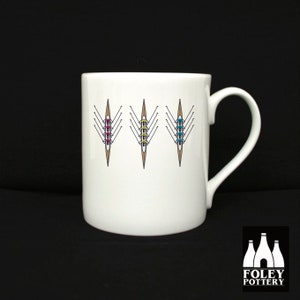SP: Rowing - Sculling - Quad - Inspired - Illustrated - Tribute - Fine bone china - mug