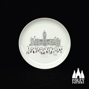 PL: Manchester town Hall  - Manchester  - Inspired - illustrated - Tribute - Fine bone China Plate