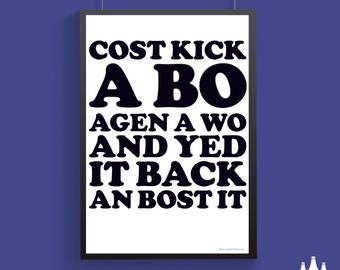 STK:Cost Kick a Bo, Stoke On Trent, Potteries, Spruch, Spruch, Illustriert - Fine Art Print