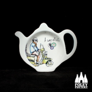 AWOL:  Classic Scooter, Inspired,  illustrated, Tribute, fine bone china - Tea bag tidy