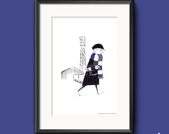 FCF: West Bromwich Albion FC, Schiebermütze Fan, Fussball Anhänger, Inspiration, Illustriert, Tribut - Kunstdruck