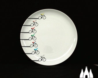 V: Ciclismo - Tour de Francia - Final al sprint - Ilustrado - Inspirado - Homenaje - Porcelana fina - Plato Coupe