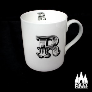 ALPH: R - Alfabeto - Letra - Inspirado - Ilustrado - Homenaje - Taza de porcelana fina