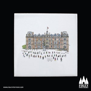 TH: Hanley Town Hall, Stoke on Trent, England, Inspired, illustrated, Tribute  - Decorative Ceramic Tile