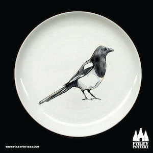 B: Magpies, Magpie, Bird, Birds, Wildlife, Nature, inspired, illustrated - Fine bone China Plate