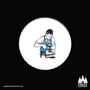 PW: Casting, Pottery worker, Potteries, Cartoon, Stoke On Trent, Inspired, illustrated Dust Pressed Earthenware Coaster
