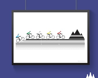 Bikes: Mountainbike - Radsport - Downhill - Bike - Off-Road Bike (Mountain Bike) - Fine - Art - Print