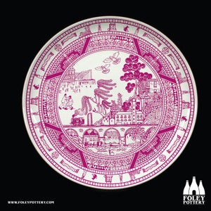 WP: Willowry Pattern, Illustrated Tribute, Minton & Lowry Inspired, Fine Bone China Coupe Plate