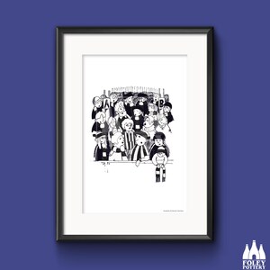 FANS: Newcastle United FC, aficionados al fútbol, seguidores, dibujos animados, inspirados, ilustrados, homenajes - Impresión de bellas artes