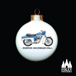CMC: Norton 1960 Jubilee 250ccm Twin - Klassisch - Britisch - Motorrad - Inspiriert - Illustriert - Tribut - Fine Bone China - Bauble