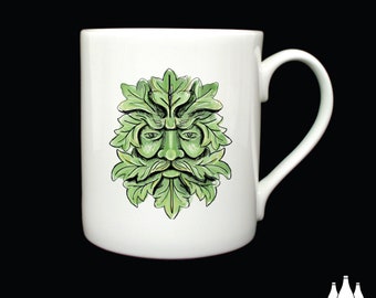G: The Green Man, Bos, boswachter, tuinieren, volkstuin, tuinman, geïnspireerd, tuin, Geïllustreerd - Fijn porselein - Mok