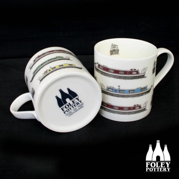 OTC: On The Cut, Canal Boat, Narrow boat, Barge, illustrated, inspired, Fine bone china Mug