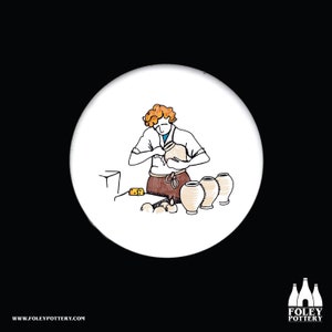 PW: Sponging, Pottery worker, Potteries, Cartoon, Stoke On Trent, Inspired, illustrated Dust Pressed Earthenware Coaster