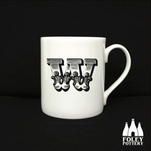 ALPH: W - Alfabeto - Letra - Inspirado - Ilustrado - Homenaje - Taza de porcelana fina