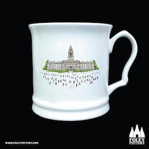 TH:Stockport Town Hall, England, Inspired, illustrated, Tribute Fine Bone China - Tankard