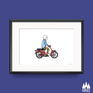 MBC: Honda C90, motocicleta, ciclomotor, inspirado, ilustrado, homenaje - Impresión de bellas artes