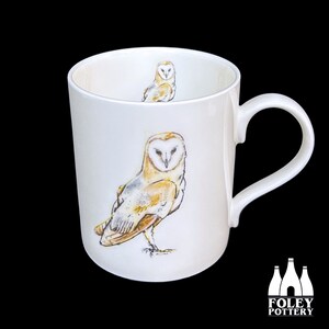 B: Barn Owl, Owl, Bird of Prey, Birds, bird, Wildlife,  inspired,  Illustrated, - Fine Bone china Mug