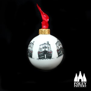 OTC: Canal - Narrowboat -  Barge - Canal Boat - Inspired - Illustrated - Fine bone China bauble