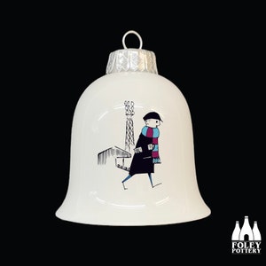 FCF: Burnley FC, Flat Cap fan, inspired, illustrated - Fine bone china - Hanging Bell