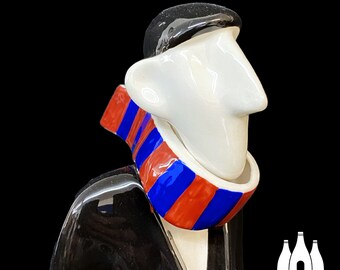 FCF: Flat Cap Fan - Football Figurine - Crystal Palace FC - Blue and Red Scarf - inspired - Tribute - Earthenware