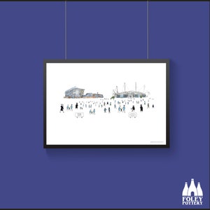 FFG: Manchester City FC - MatchDay@MaineRoad/Etihad - Stadium - Then &#39;n Now - Illustrated - Tribute - Fine Art Print