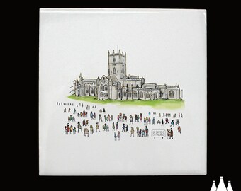 C: St Davids Cathedral, Inspired, illustrated, Tribute - Decorative Ceramic Tile