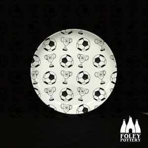 DDL: Football - Soccer - Trophy - Doodle -  Inspired - Illustrated - Fine bone China Plate