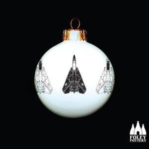 APC: F14 Tomcat, Jet Fighter, Aeroplane, Aviation, Inspired, illustrated - Tribute - Fine bone China Bauble