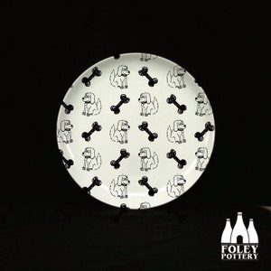 DDL: Dog, Doggy, Bone, Canine, Dogs, Pets, Pet, Doodle - Inspired - ( Illustrated ) - Fine bone China Plate