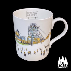 COL: Betteshanger Colliery, Coal mine, Illustrated, Work day, Inspired Tribute Fine Bone China - Mug