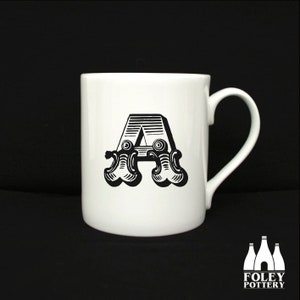 ALPH: A - Alfabeto - Letra - Inspirado - Ilustrado - Homenaje - Taza de porcelana fina