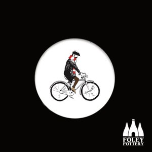 FCC:  Red and White -  Football Scarf - Flat Cap Fan / Cyclist  - illustrated - Inspired - Tribute - Ceramic -  Drinks Coaster