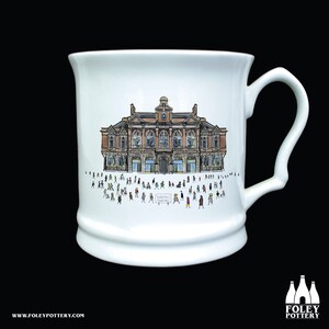 TH: Tunstall Town Hall, Stoke on Trent, England, Inspired, illustrated, Tribute Fine Bone China - Tankard