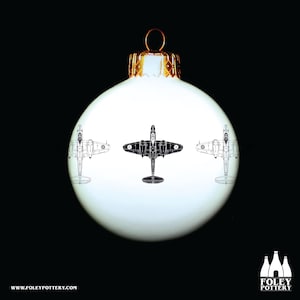 APC: Gloster Meteor, Jet Fighter, Aeroplane, Aviation, Inspired, illustrated - Tribute - Fine bone China Bauble