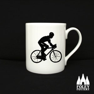 SIL: Cyclist, Cycling, Bike, Tour de France, Vuelta, Illustrated, inspired - Fine Bone China Mug