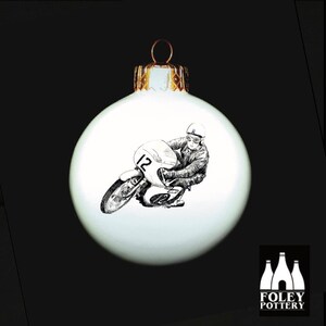 MRL: Motorcycle Racing Legend - Roy Francis - CR93 Chis Honda #12 - 1964 Star of Tomorrow - (Illustrated) - (Tribute) - bone china bauble