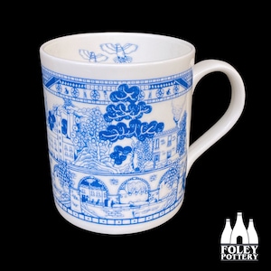 WP: Willowry Pattern, Illustrated Tribute, Minton & Lowry Inspired, Fine Bone China Mug