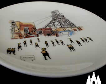 COL: Littleton Colliery - South Staffordshire - WorkDay@ - Huntington - Head Frame - Illustrated -  - Fine Bone China Plate