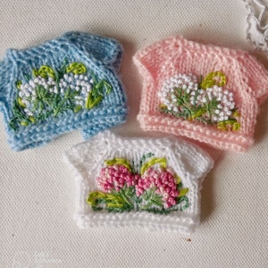 Summer Fashion clothes with embroidered flowers Knitted acrylic top for Neo Blythe Doll
