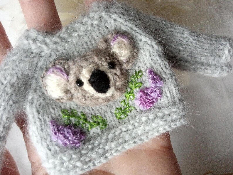 Hand Knit Blythe Doll Outfit – Koala Sweater Set, 12" Doll Clothes image 3